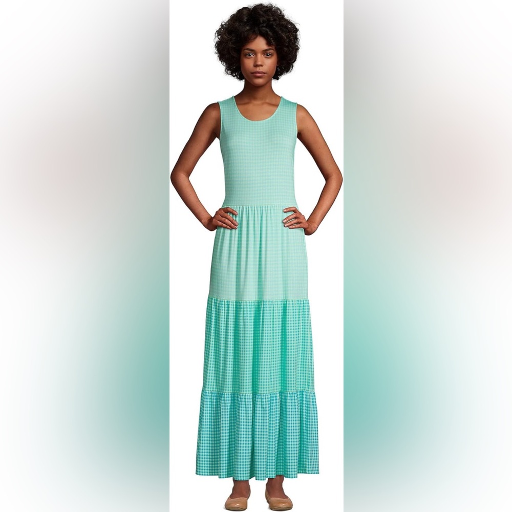 Lands' End Women's Sleeveless Tiered Maxi Dress
